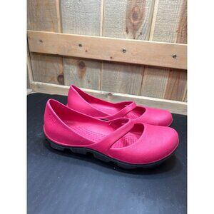 Crocs Womens Size 7 Pink Mary Jane Style Flats Casual Shoes